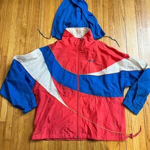 Reebok Jacket Womens Medium Vintage Track Windbreaker Blue White